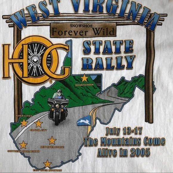 Hog West Virginia State Rally 2005 2XL White Tee - Picture 4 of 13